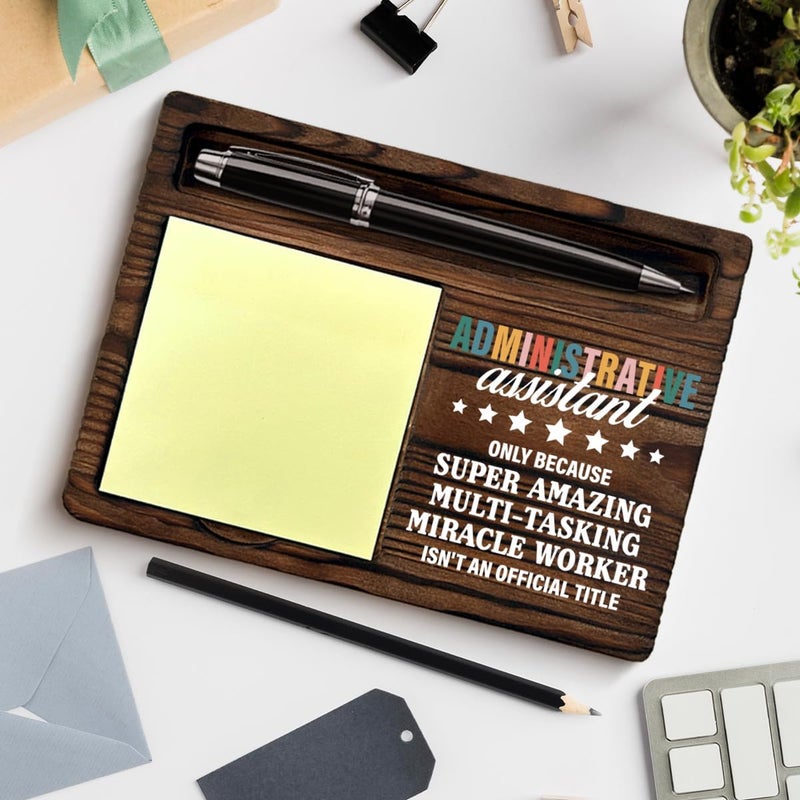 QODMGD Administrative Assistant Gifts for Women Men, Thank You Gift for Admin Assistants Secretary Miracle Worker, Administrative Assistant Sticky Note Holder for Office Desk Decor - Image 4